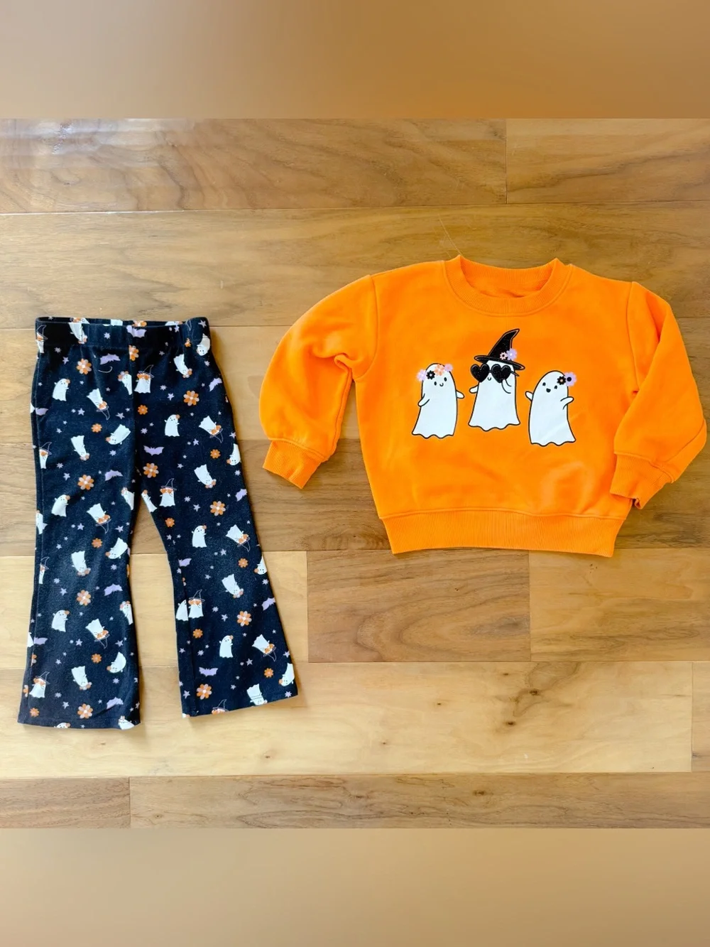 Two Halloween Outfits, Pumpkin Dress & Ghost 2-Piece, Size 3T, Great Condition!